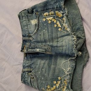 free people jean shorts with stitching and wear size 25